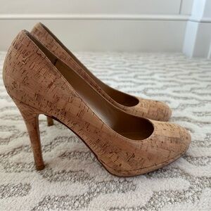Stuart Weitzman cork heels, size 8.5. Small platform in front. Great condition.